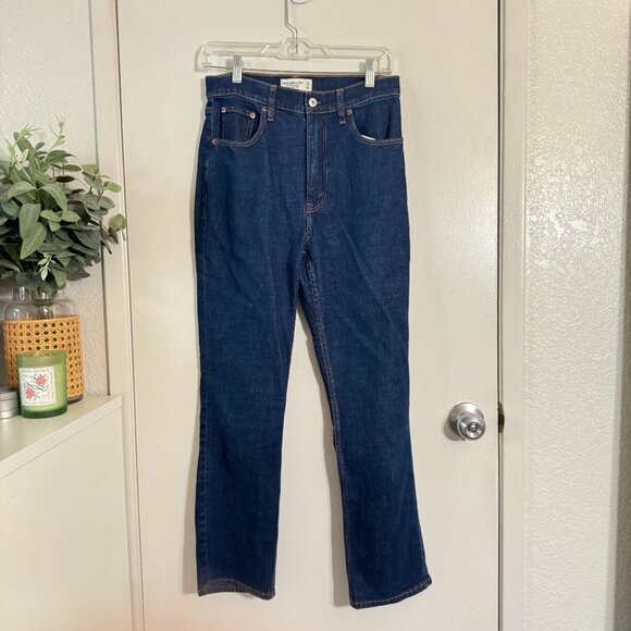 ☀️ ABERCROMBIE & FITCH Ankle Straight Ultra High Rise Jeans Dark Wash Denim - Picture 6 of 9